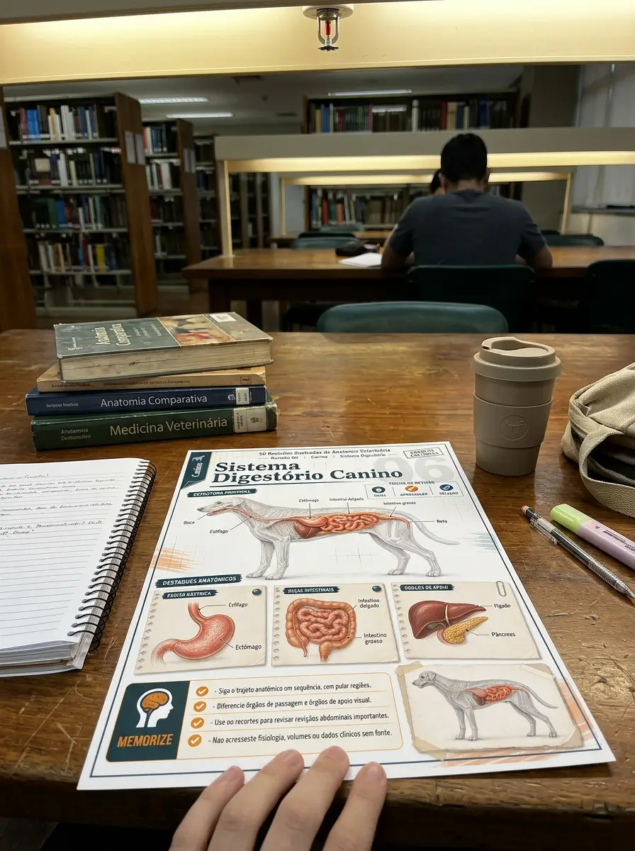 Estudo de sistema digestório canino em biblioteca